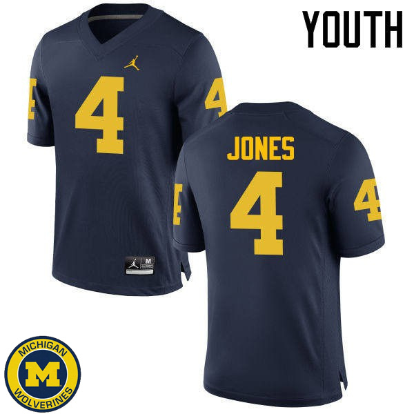 Youth Michigan Wolverines #4 Reuben Jones Navy Player Football Jersey